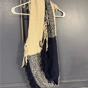 Cozy Cream and Navy infinity scarf